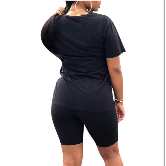 Black Leopard Red Lip Graphic Tee and Shorts Set Size S - Picture 3 of 4